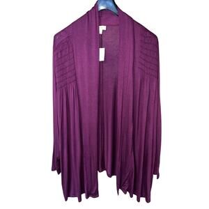 Fashion Bug Cardigan Jacket Womens 2X Super Soft Knit Purple Wine Open Front New